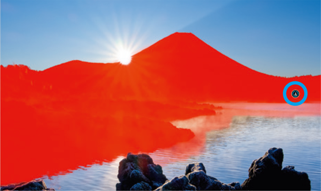 カーソルを合わせるとマスクされる被写体が赤く表示される。カーソルを動かしながら、個別補正したい箇所を決めてクリックする