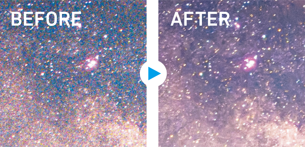 DeepPRIME 3を適用した。高感度のノイズがきれいに消えて解像感も上がっている