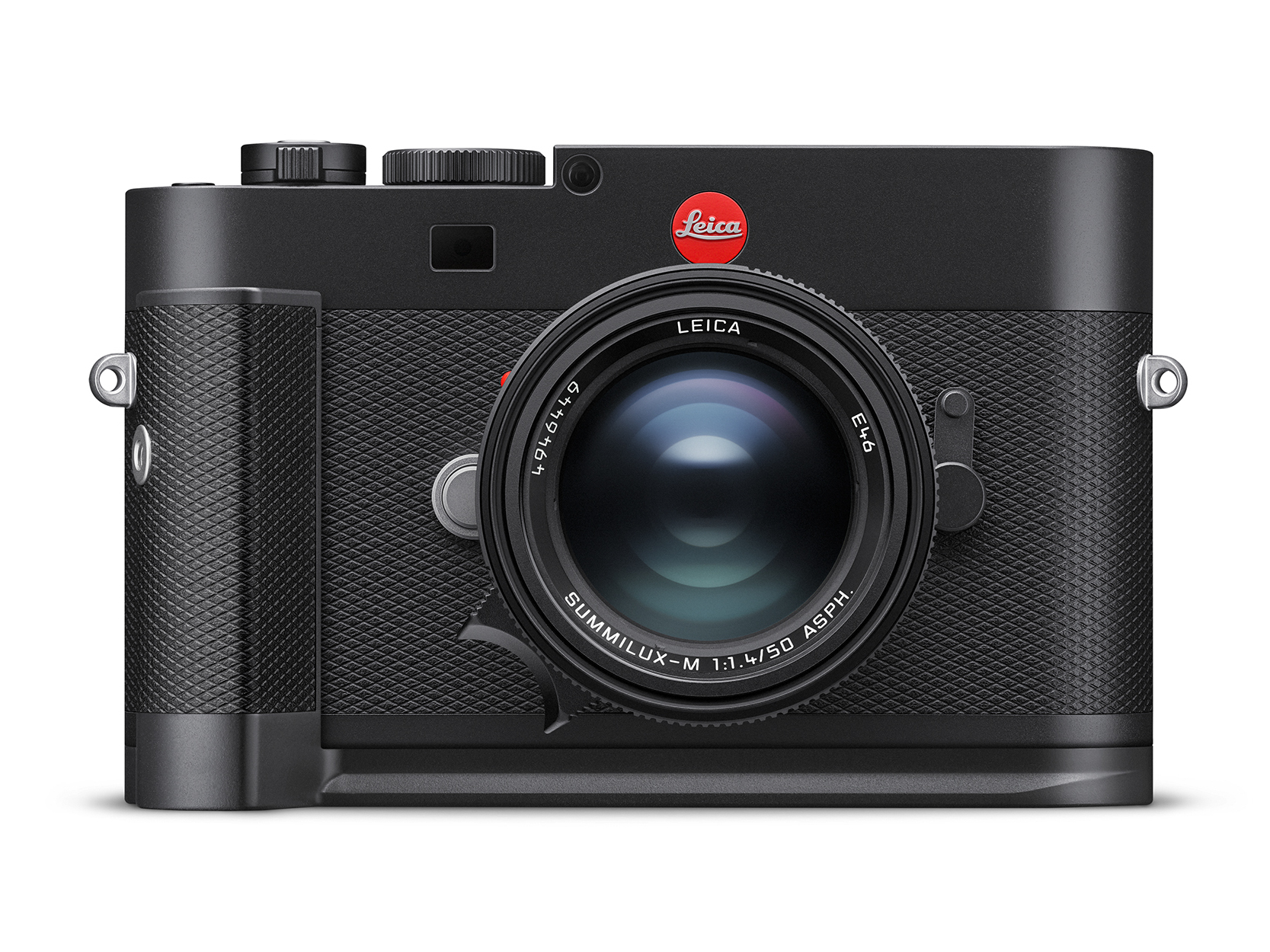 別売のハンドグリップ。ライカM EV1の外装に見られるダイヤモンドパターンとマッチしている