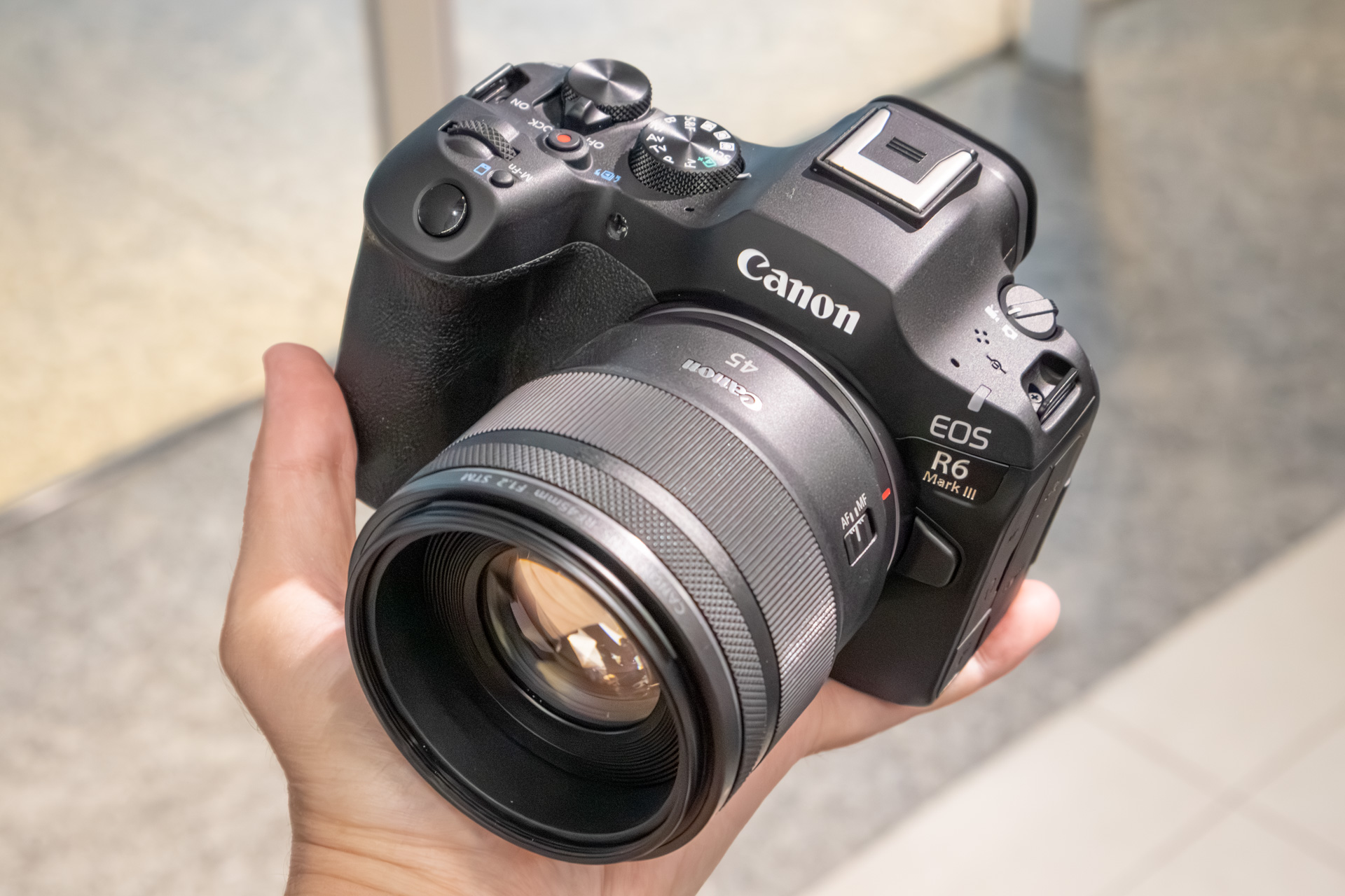 RF45mm F1.2 STMを装着したEOS R6 Mark III