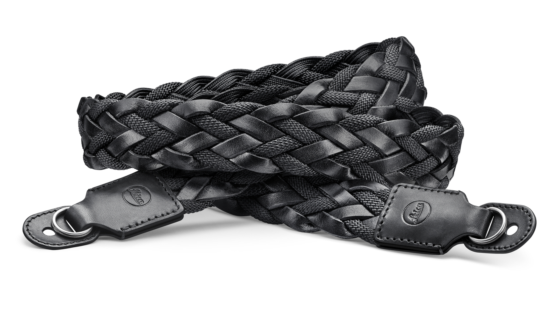 キャリングストラップ 平編みレーヨン&レザーブラック（直販価格：2万6,400円）