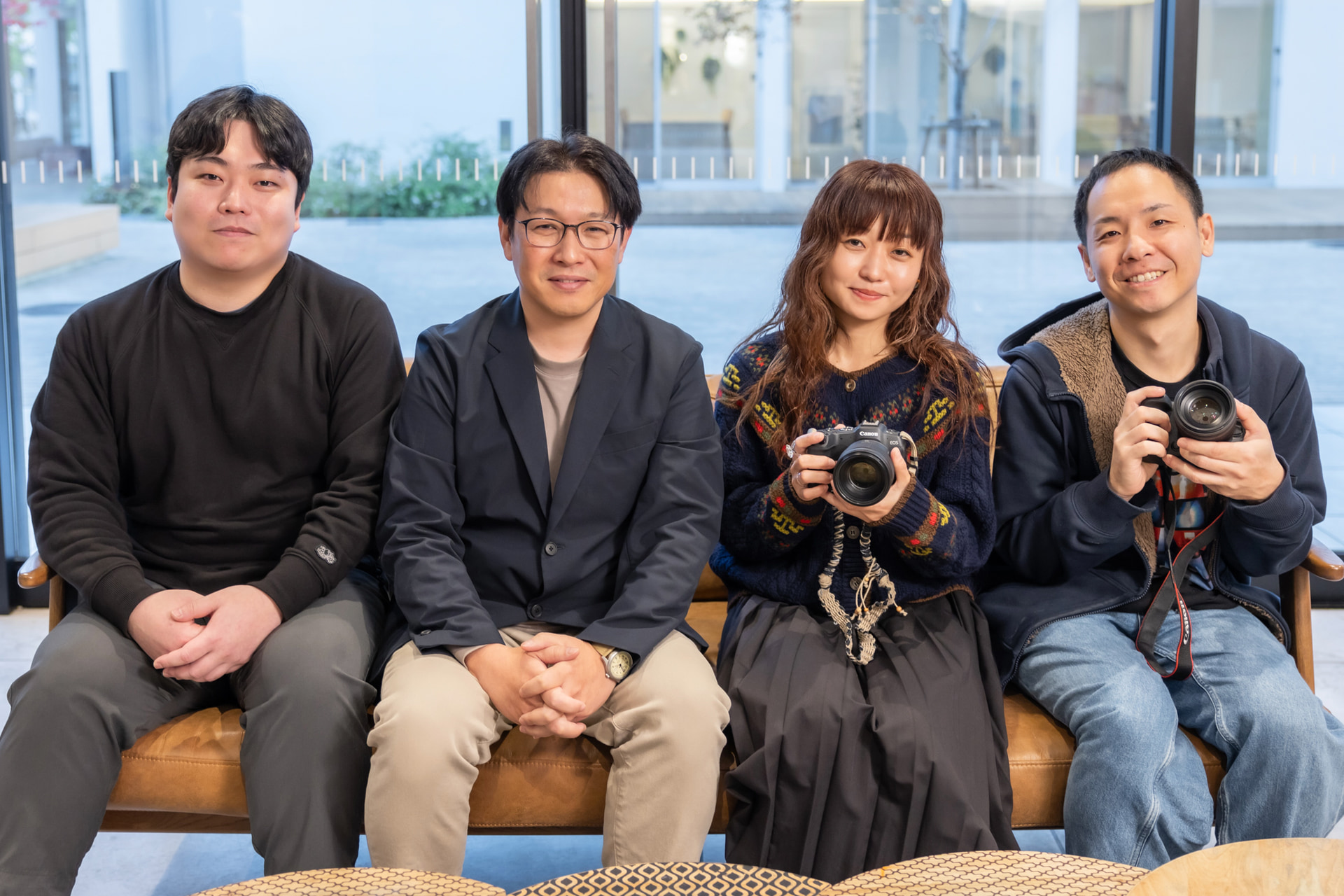 左から阿部夏来氏（キヤノン株式会社）、萩原泰明氏（同）、鈴木さや香氏、水島貴大氏