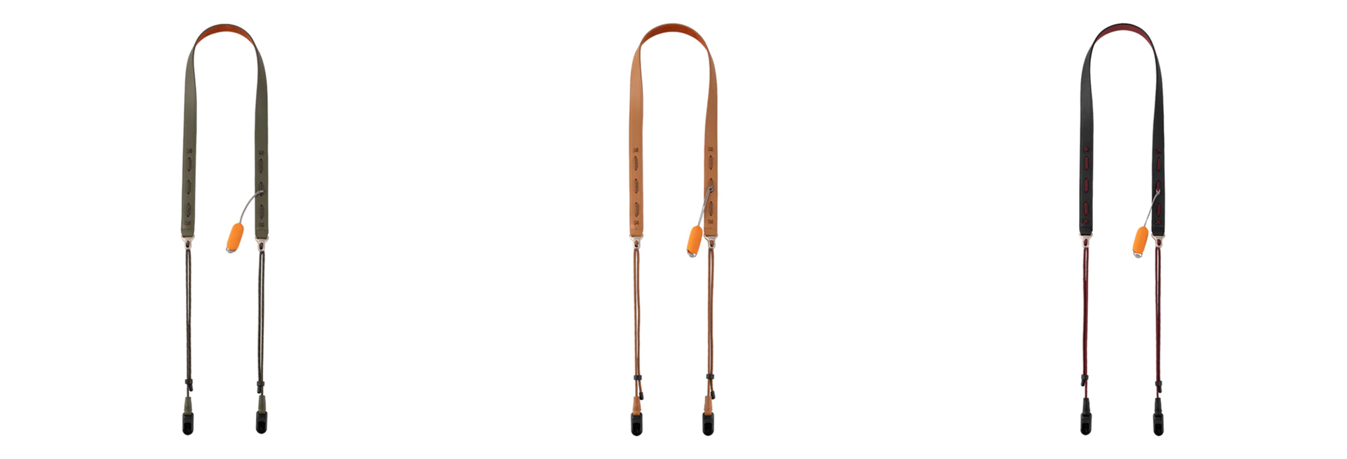 左からオリーブグリーン、キャラメルブラウン、ミッドナイトブラック