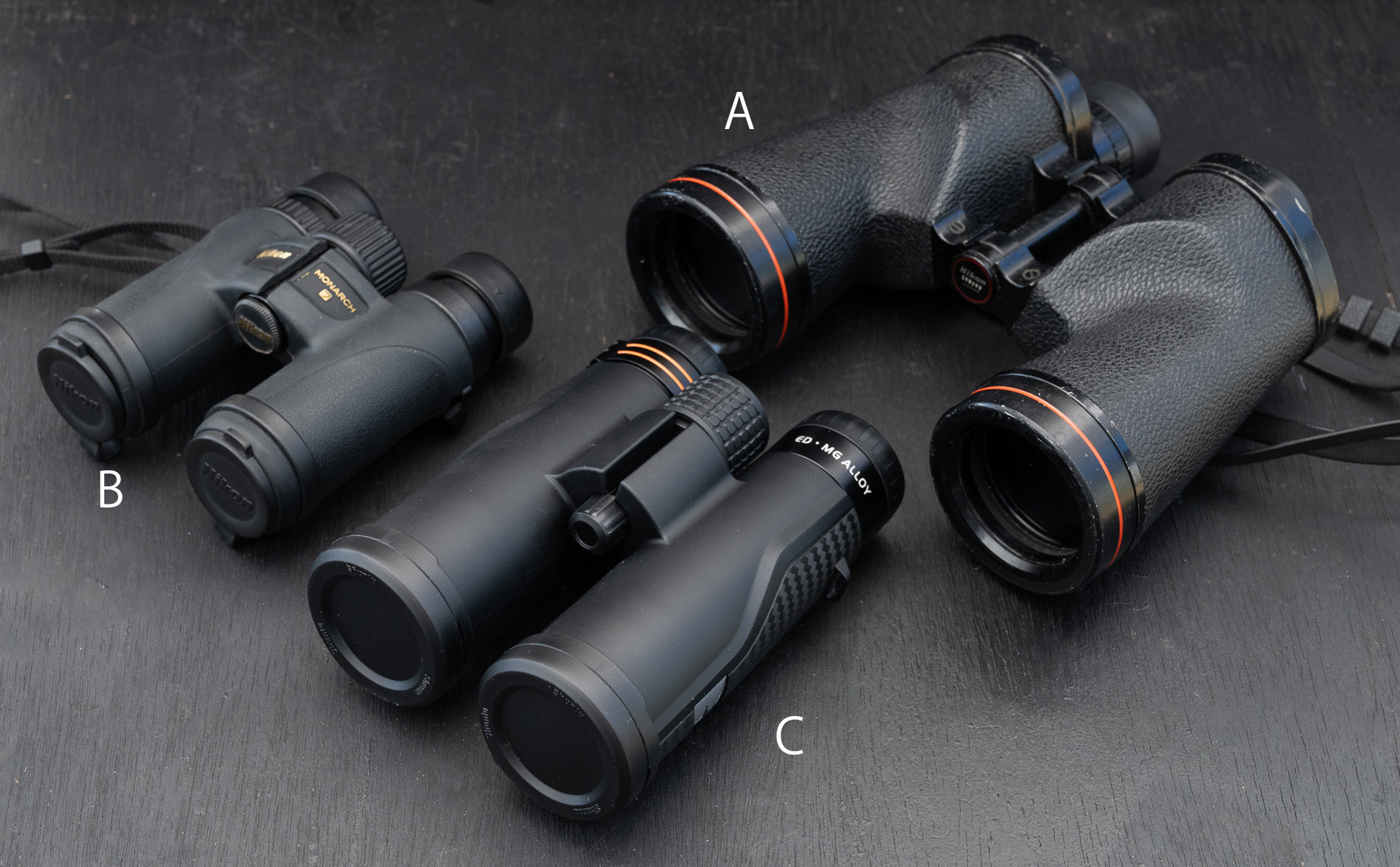 重さはそれぞれ実測。A：1,455g／B：463g／C：769g