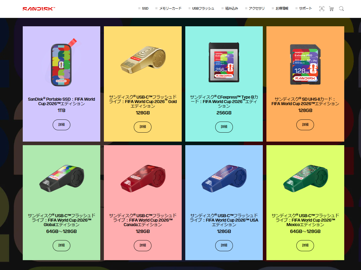 Sandisk公式Webサイトより