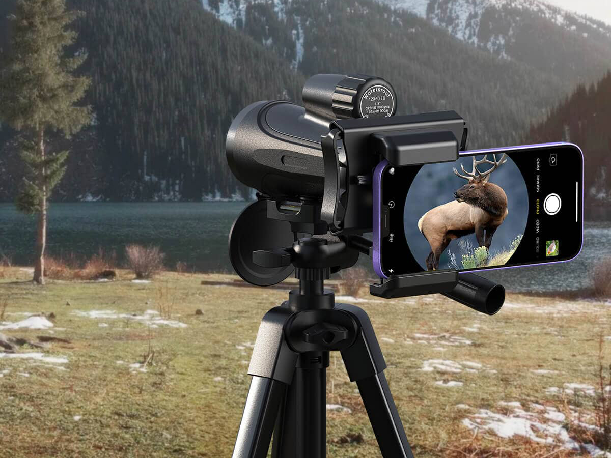 APEXEL スマートフォン-光学機器接続アダプター APL-F002X使用イメージ