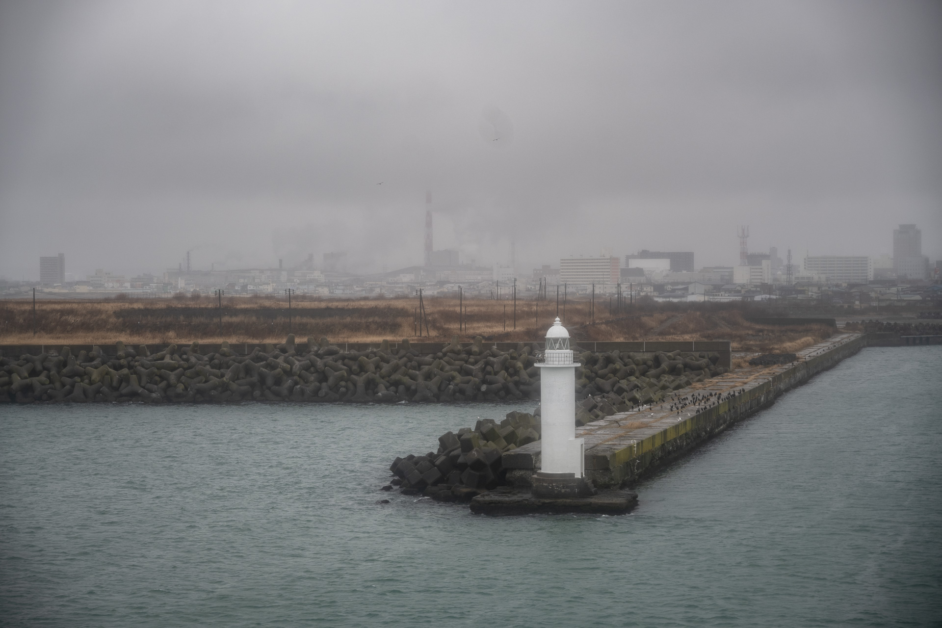 苫小牧港。港の景色を海から眺めるのは陸と違う景色が楽しめていいよね。僕は工場とか港の景色に萌えるタイプなので、たまらんものがあります