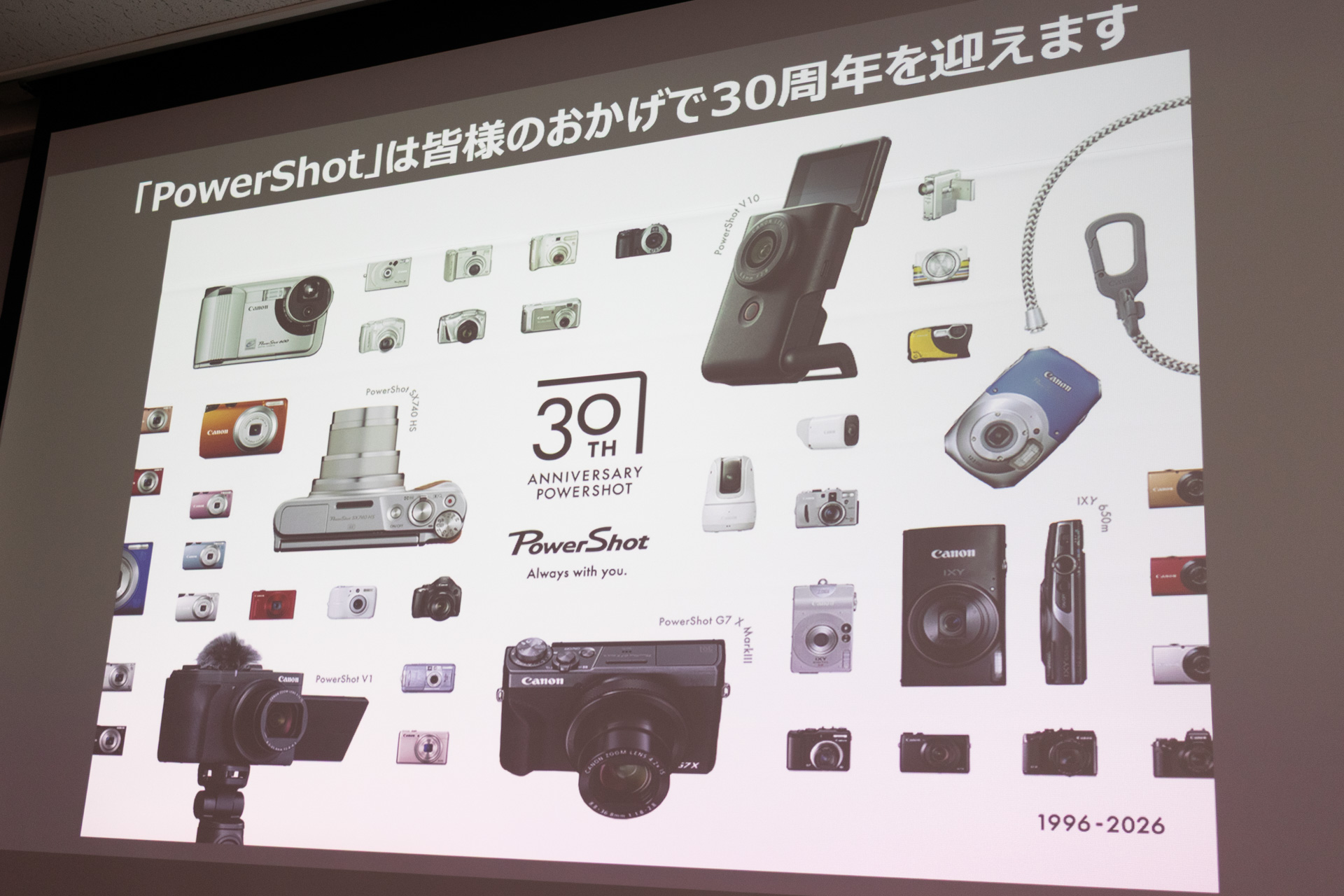 2026年はPowerShotシリーズの初号機「PowerShot 600」（1996年7月発売）の登場から30周年を迎える