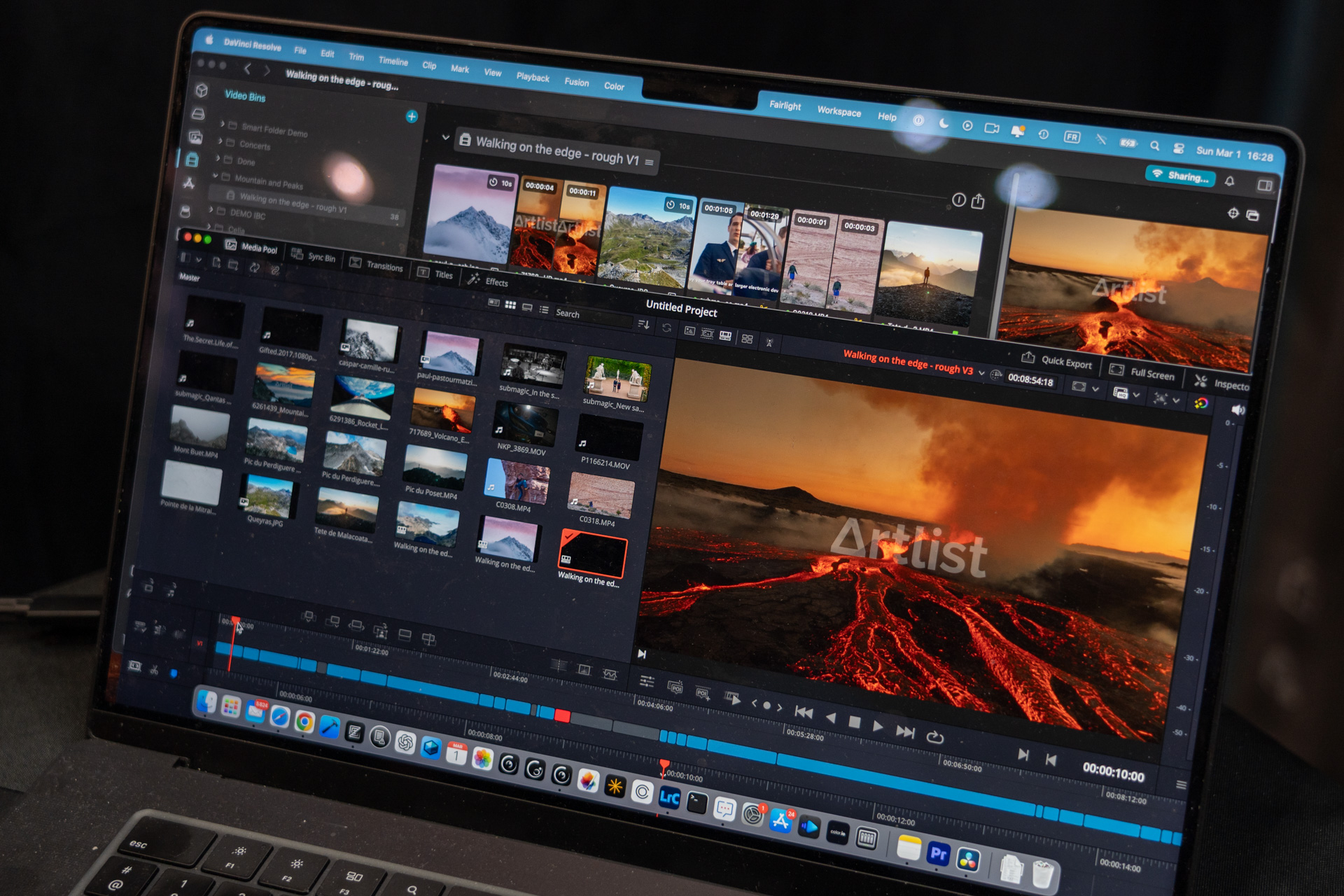 DaVinci Resolveに転送したところ。タイムラインへの配置が迅速に行える