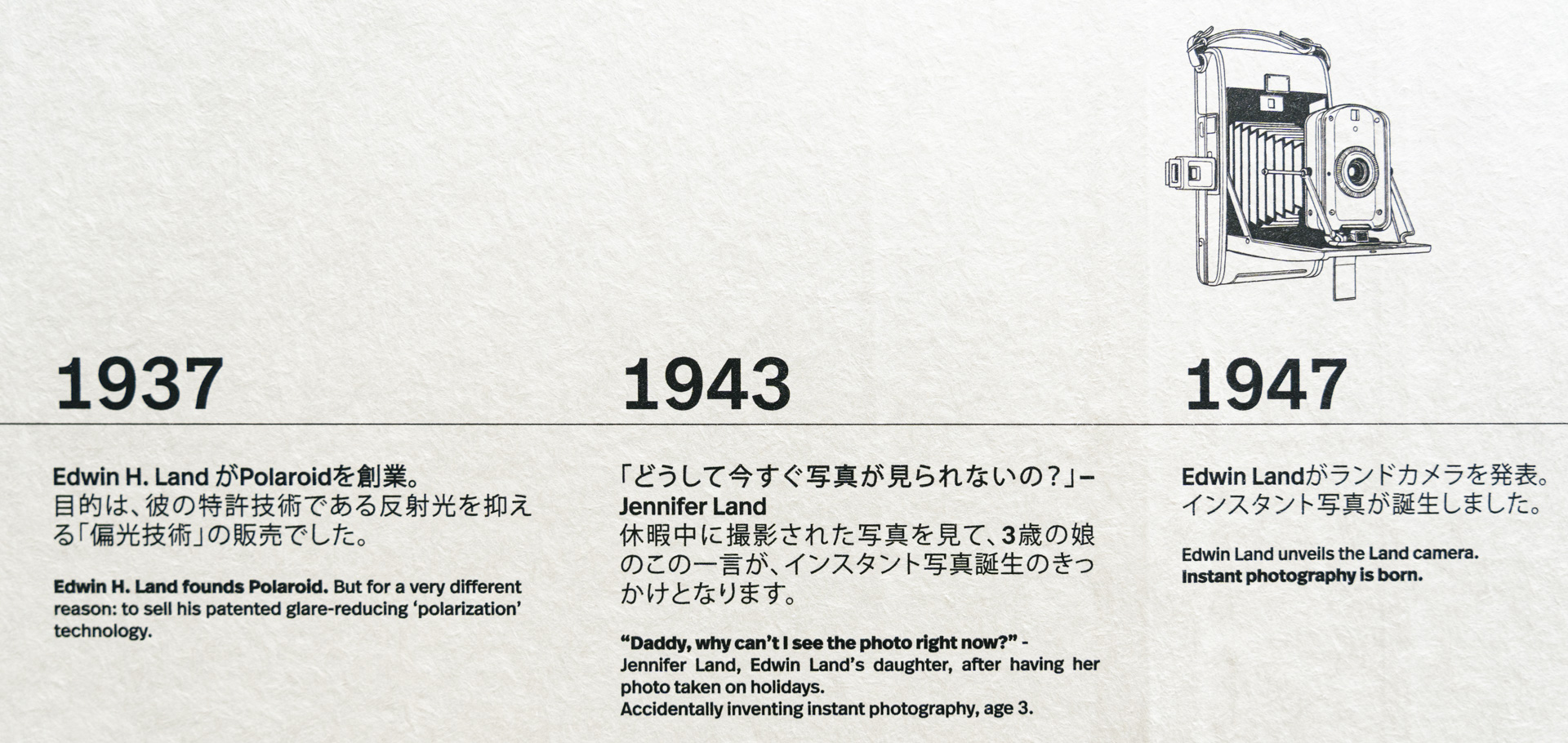 「娘の一言」がインスタントカメラ誕生のきっかけになったという有名な逸話がある