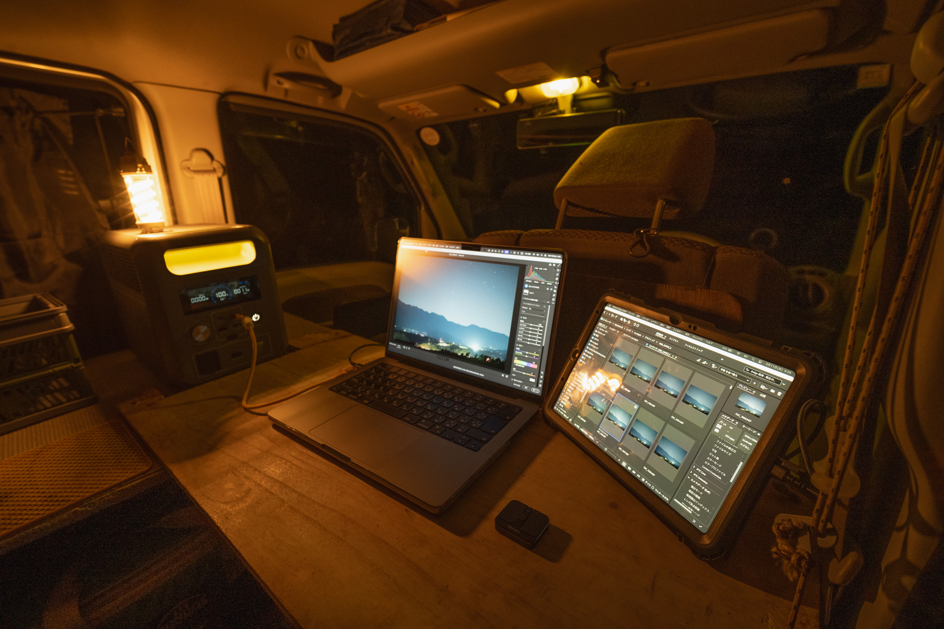 電源は1Kwポタデン、サブモニターにはiPad