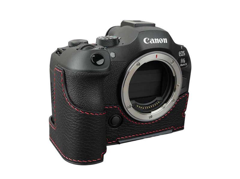 アルカスイス互換プレートを備えたEOS R6 Mark III用のレザーケース