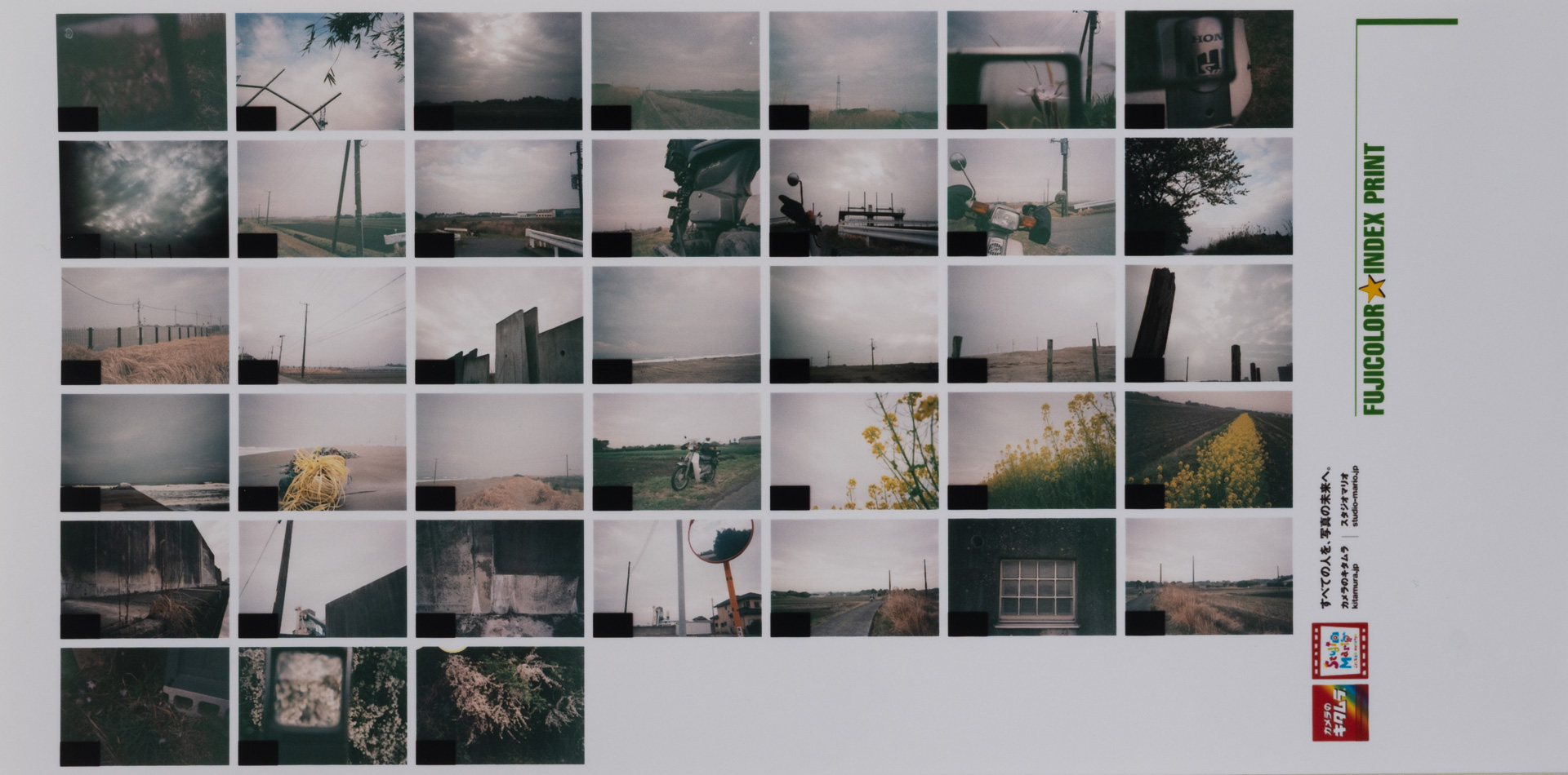 感度は下がってしまったようだが、インデックスを見ると全てのカットが正常な露光の範囲に入っていることがわかる。鮮やかさはないが記録として残すには十分な画質である