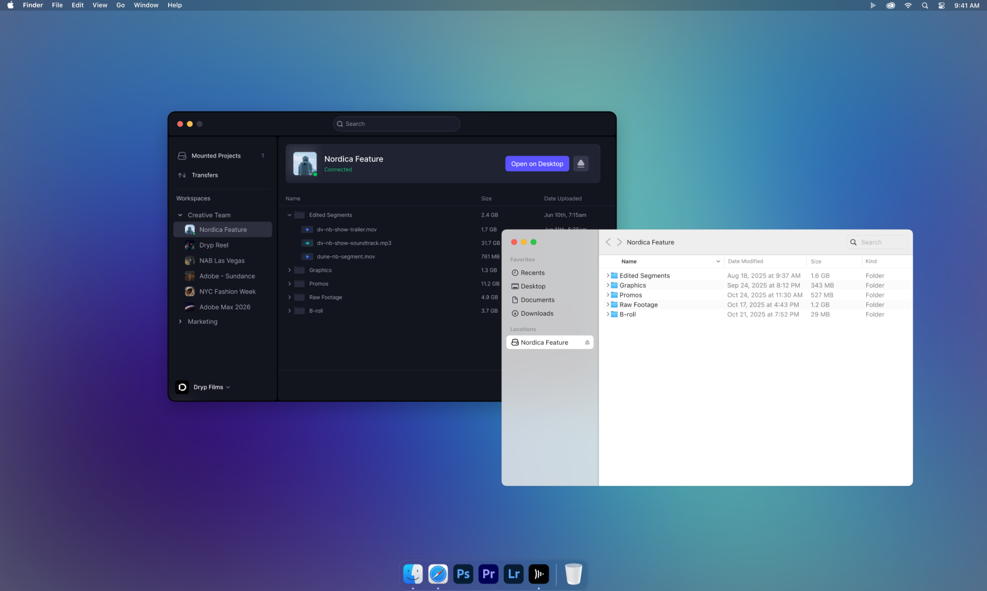 macOSのFinderからも確認・操作できる