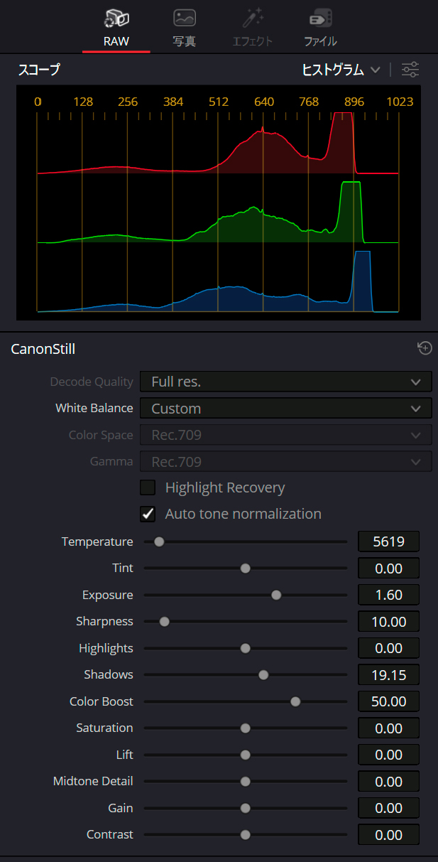 JPEGの場合は「RAW」はグレーアウトされている。私の環境では日本語化がうまくいっていないようだが、正式版になれば修正されるはず