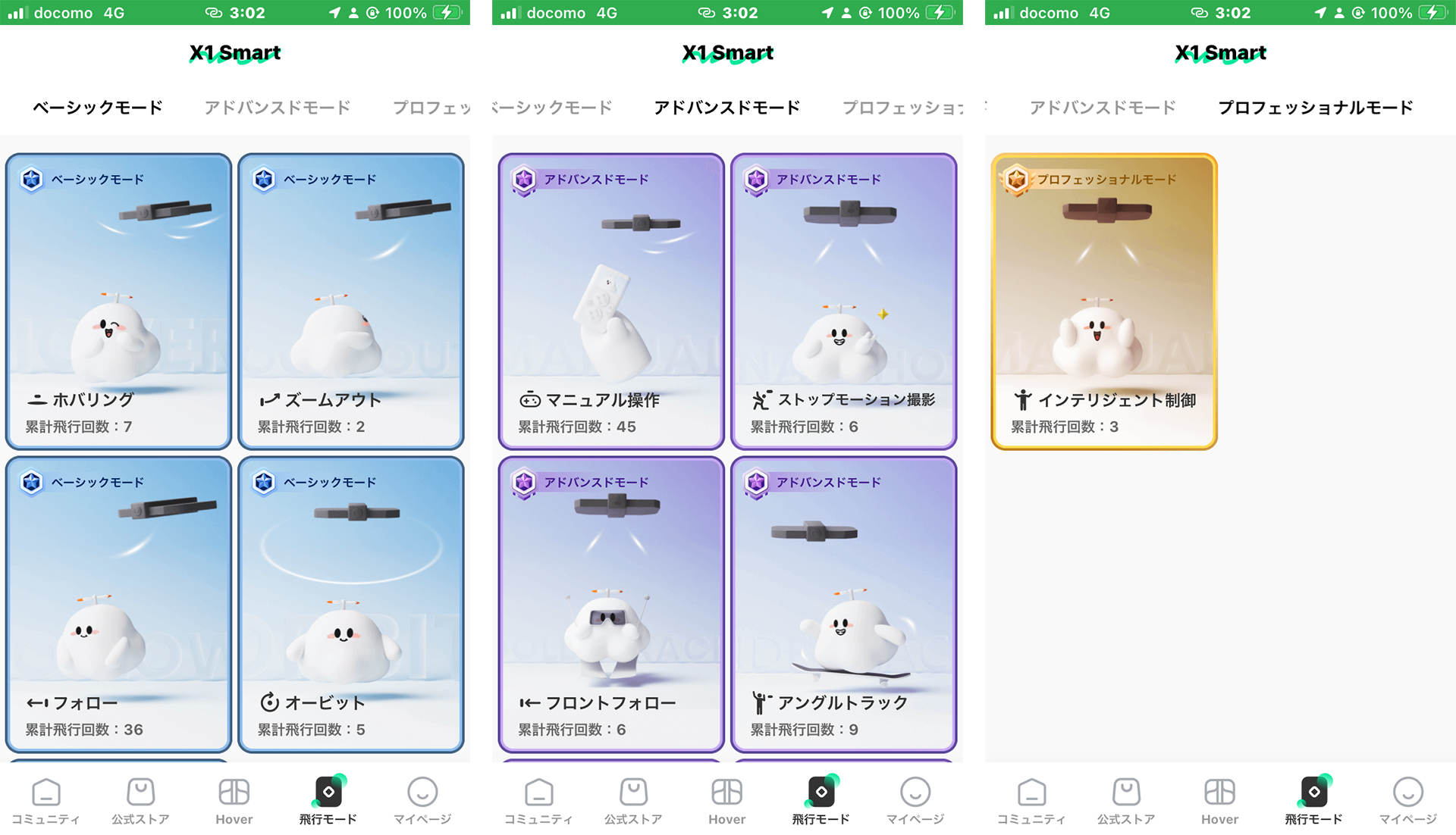 飛行モードのチュートリアル。ベーシックから始めてアドバンスド、プロフェッショナルへとすすむ