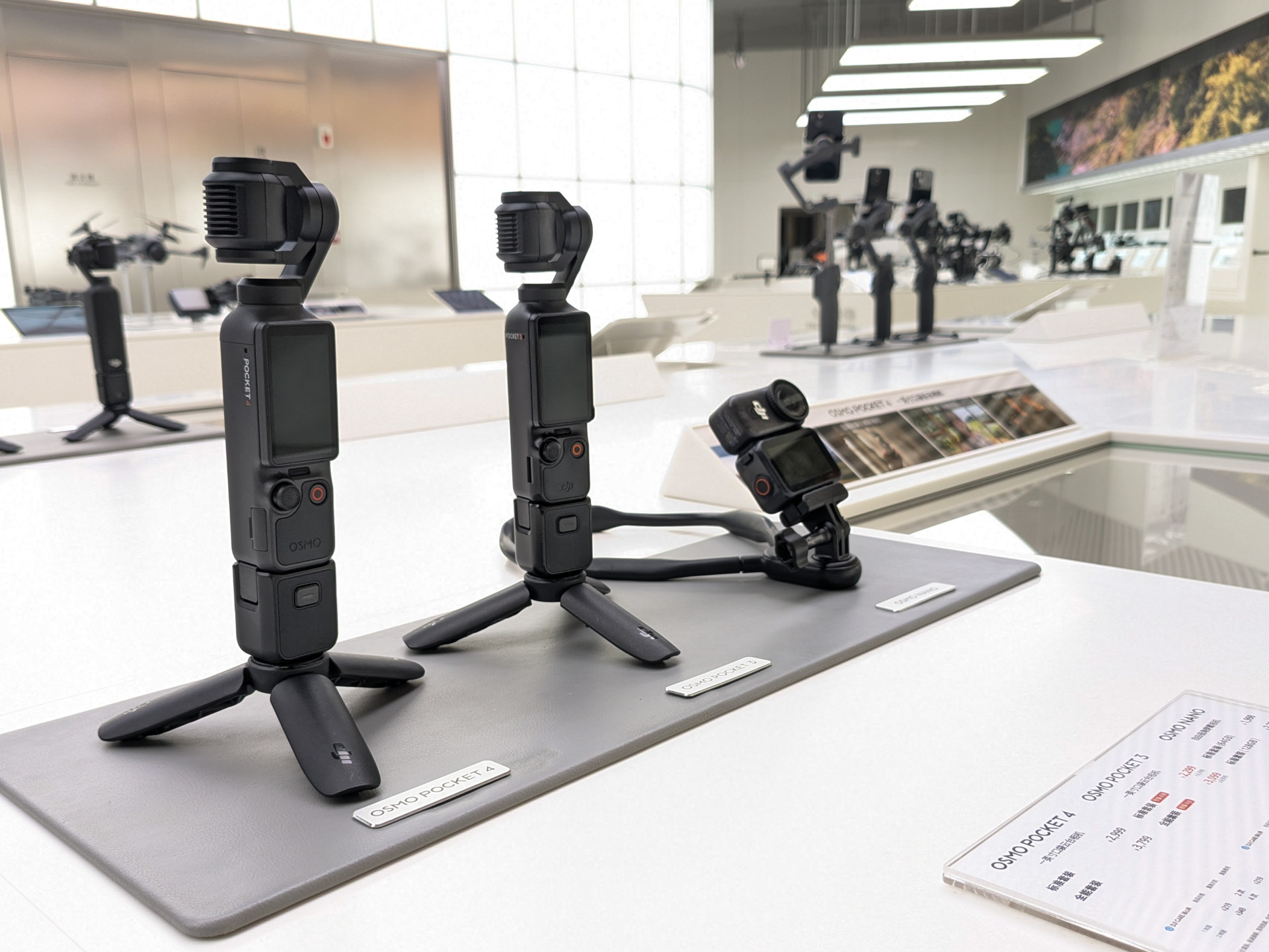 Osmo Pocketシリーズなどのコンシューマー製品ももちろん展示