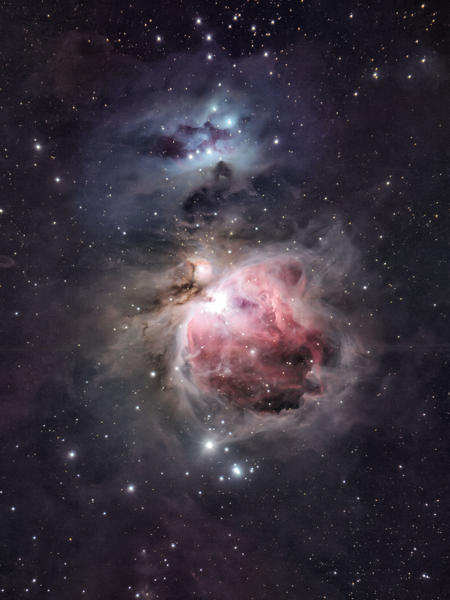奈良県の曽爾高原で撮影したオリオン座の大星雲、M42。OM-3 ASTROに超望遠レンズを装着して撮影した。天体写真としては短時間となる30秒で16枚の撮影だ<br><span class="fnt-85">OMDS OM SYSTEM OM-3 ASTRO／M.ZUIKO DIGITAL ED 150-400mm F4.5 TC1.25x IS PRO／500mm（1,000mm相当）／マニュアル露出（F4.5、30秒）／ISO 3200／WB：オート／16枚を合成</span>