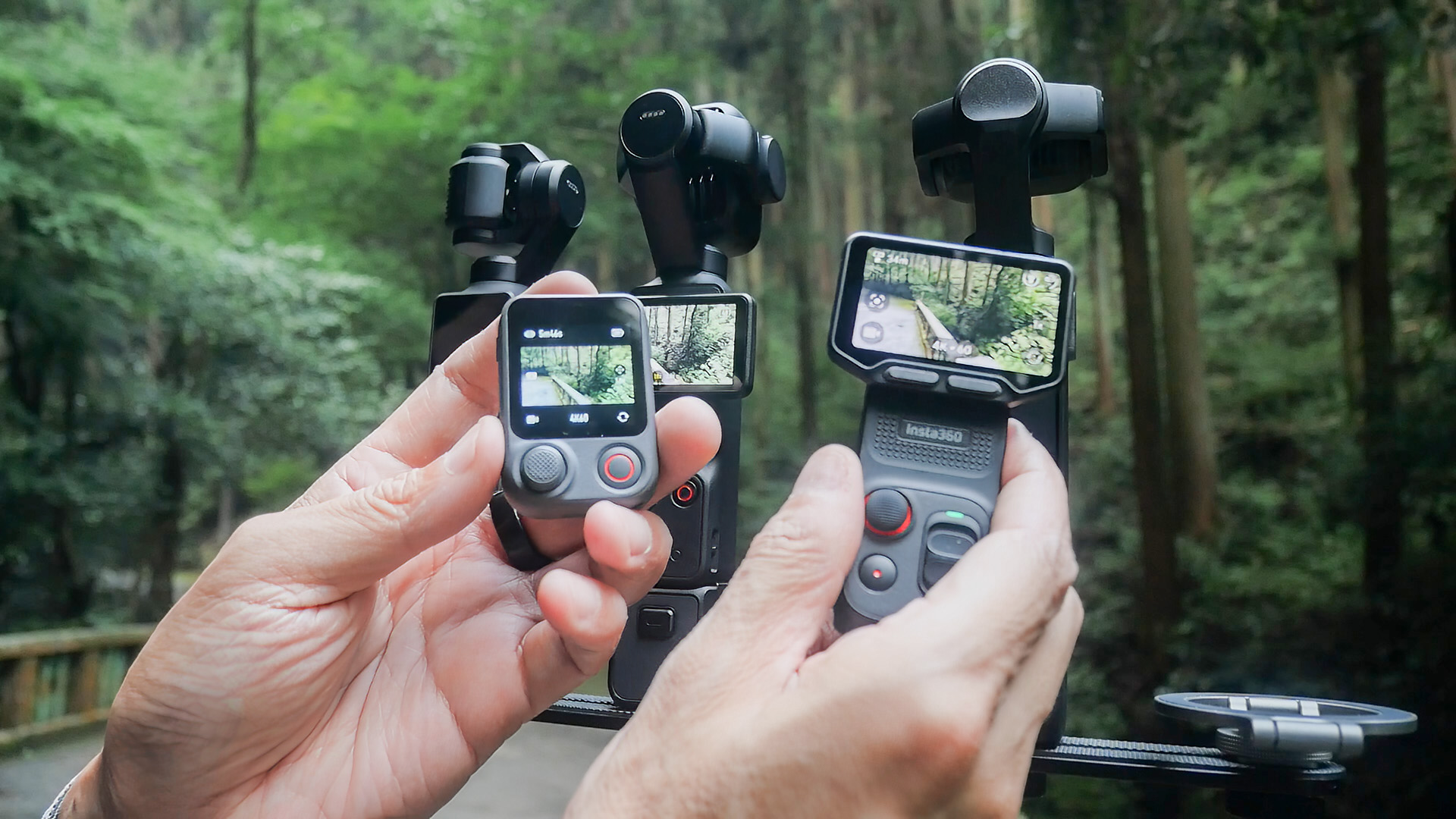 両モデルのワイヤレスリモコン。左はPocket 4Pで使用できるFrameTap（別売、Vlogコンボに付属）だ