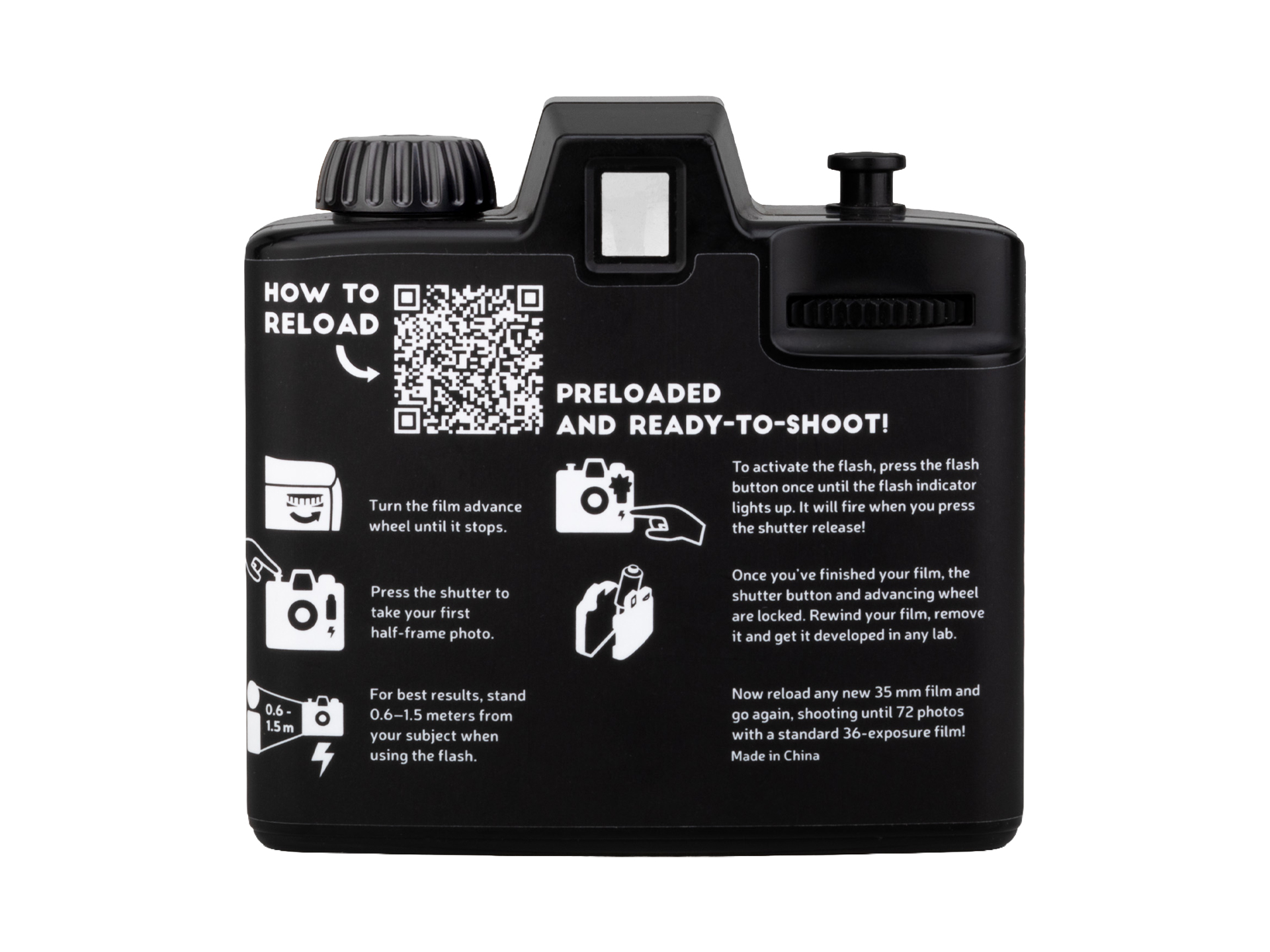 Half-frame Simple Use Reloadable Film Camera Black & White