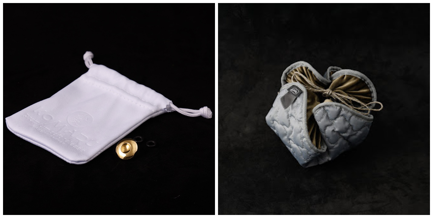 Map Camera別注モデル「小丸」ソフトレリーズボタン（左）と「YOSEMITE」DIMROLL BAG M（右）