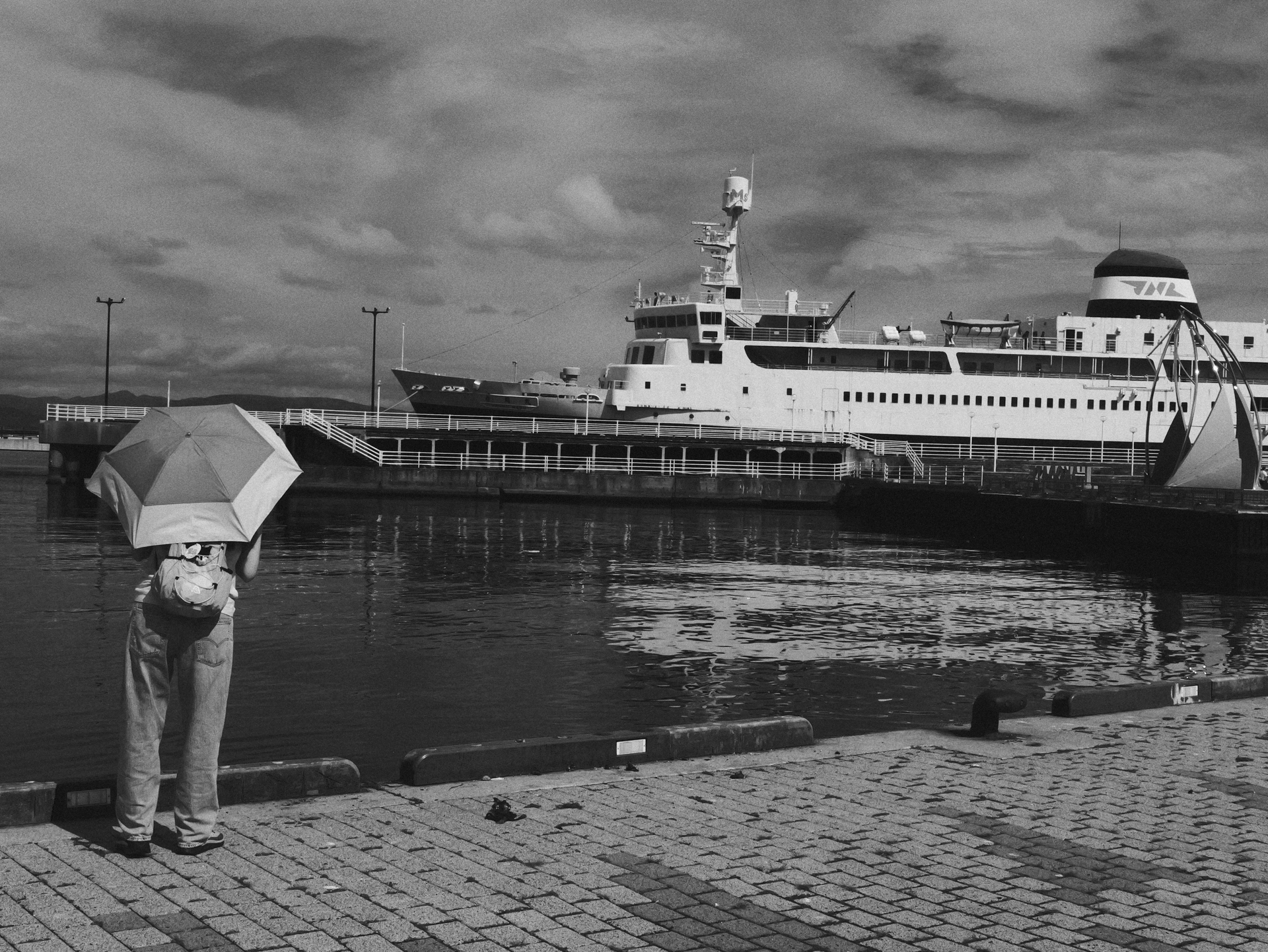 函館です。説明無用であります。写真的天気というか写真的光線状態というか。でも、LEICAモノクロームにするとシリアスな感じになります。写真はウソつきです。<br><span class="fnt-85">LUMIX L10／21.1mm （46mm相当）／プログラムAE（1/1,000秒、F14、−0.7EV）／ISO 400</span>