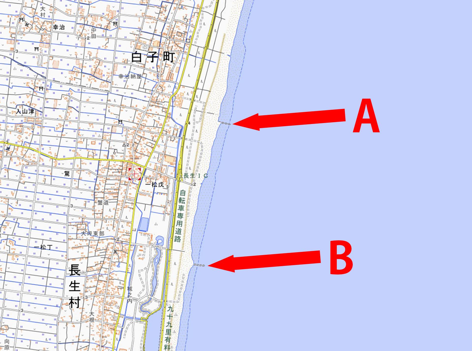 A、Bの2箇所の目標を選定した