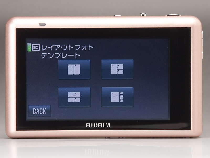 <b>レイアウトフォトでは、テンプレートに従ったデザインに画像をはり付け、1枚の画像として保存できる。指先でのドラッグ&amp;ドロップ操作が可能</b>