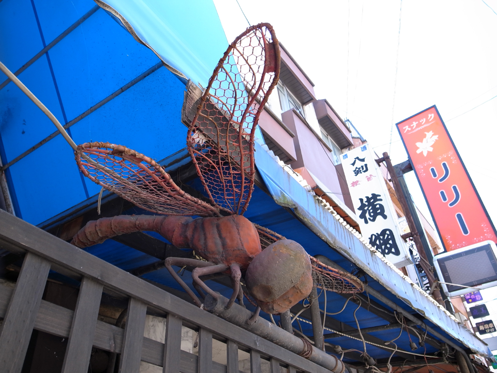 <b>巨大なトンボのオブジェだが、虫好きのぼくが見てもツボを押さえたリアルな造形だ。素材は鉄だが、製作者は只者ではないだろう。</b>