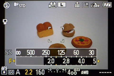 <STRONG>絞り優先AEでの露出メーター</STRONG>