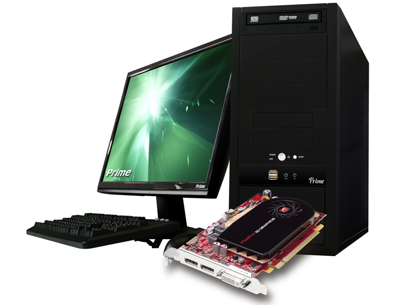 <b>Prime Raytrek LCiと、搭載するビデオカードATI FirePro V5700（ディスプレイは別売り）</b>