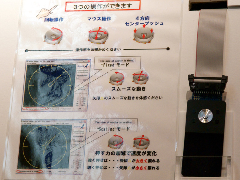 <b>同じくSMKの薄さ1mmというポインティングデバイスは様々な操作方法に対応。デジタルカメラへの搭載も見込む</b>