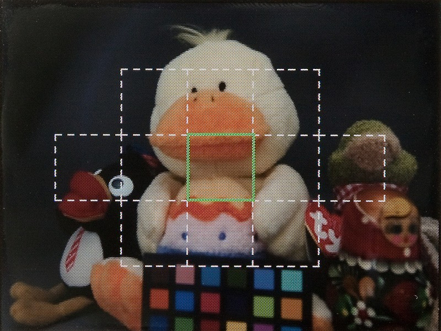 <b>E-P1のAFエリア。11点AFの中から自由な1点を選択できるが、1つ1つのポイントが大きい</b>