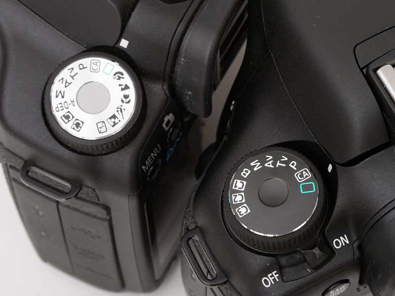 <b>左はEOS 50D。簡単撮影ゾーンはEOS 7Dでは省かれました。個人的には不要ですが、搭載してたら初心者にも優しかっただろうに</b>