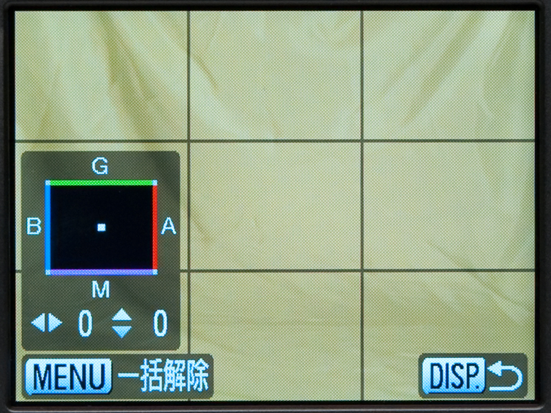 <b>オートホワイトバランスを含め、各ホワイトバランス設定にはブルー、アンバー方向とグリーン、マゼンタ方向の2軸の微調整機能が設けられた</b>