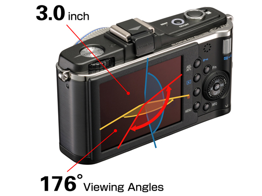 <b>液晶モニターは3型。視野角は上下左右176度</b>