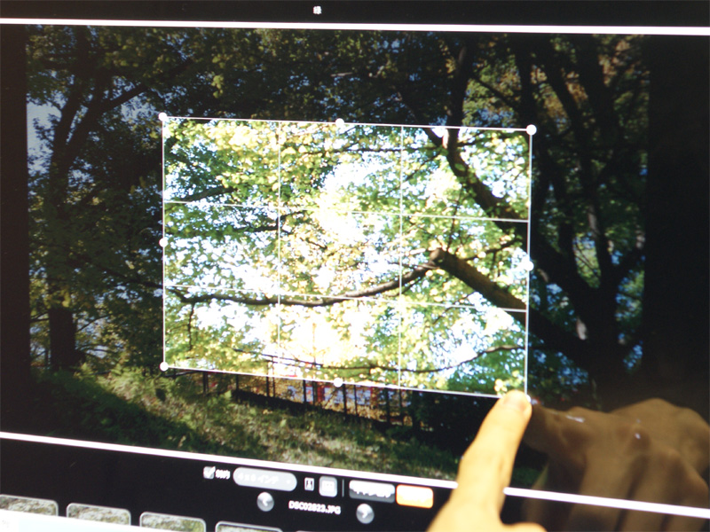 <b>クロップの範囲選択を行なっているところ</b>