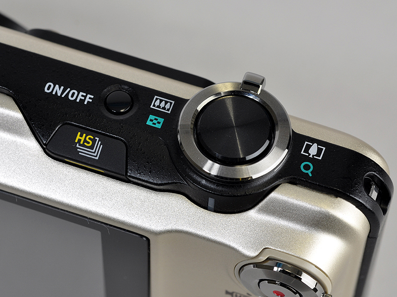 <b>シャッターボタン周り、HSのボタンを押すと高速連写モードに切り替わる</b>