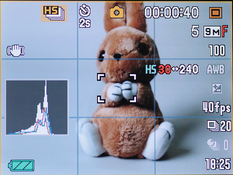 <b>高速連写時は、撮影画面に黄色の枠が出て知らせてくれる</b>