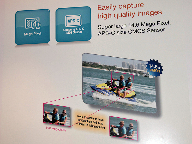 <b>センサーがAPS-Cである点をアピール</b>