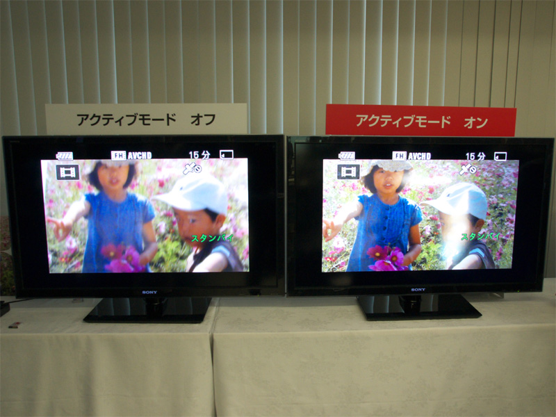 <b>アクティブモードのデモ。加振台に置いた状態でもブレが目立たない</b>