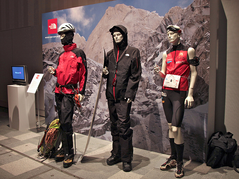 <b>スピリットでコラボレーションする「THE NORTH FACE」のコーナー。THE NORTH FACEが主催するイベントなどにEX-G1を提供していく</b>