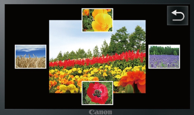 <b>記録メディア内に50枚以上の画像があると、「連想再生」が使用可能。再生画像のに関連した画像を提示する</b>