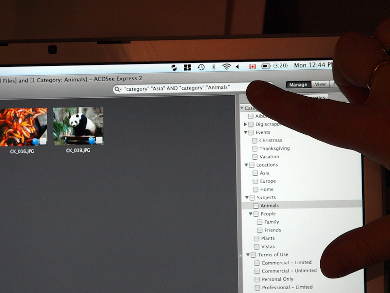 <b>クイック検索機能も搭載され、キーワードをタイプして検索できるほか、カテゴリ名をマウスでドラッグ＆ドロップしても検索が可能</b>