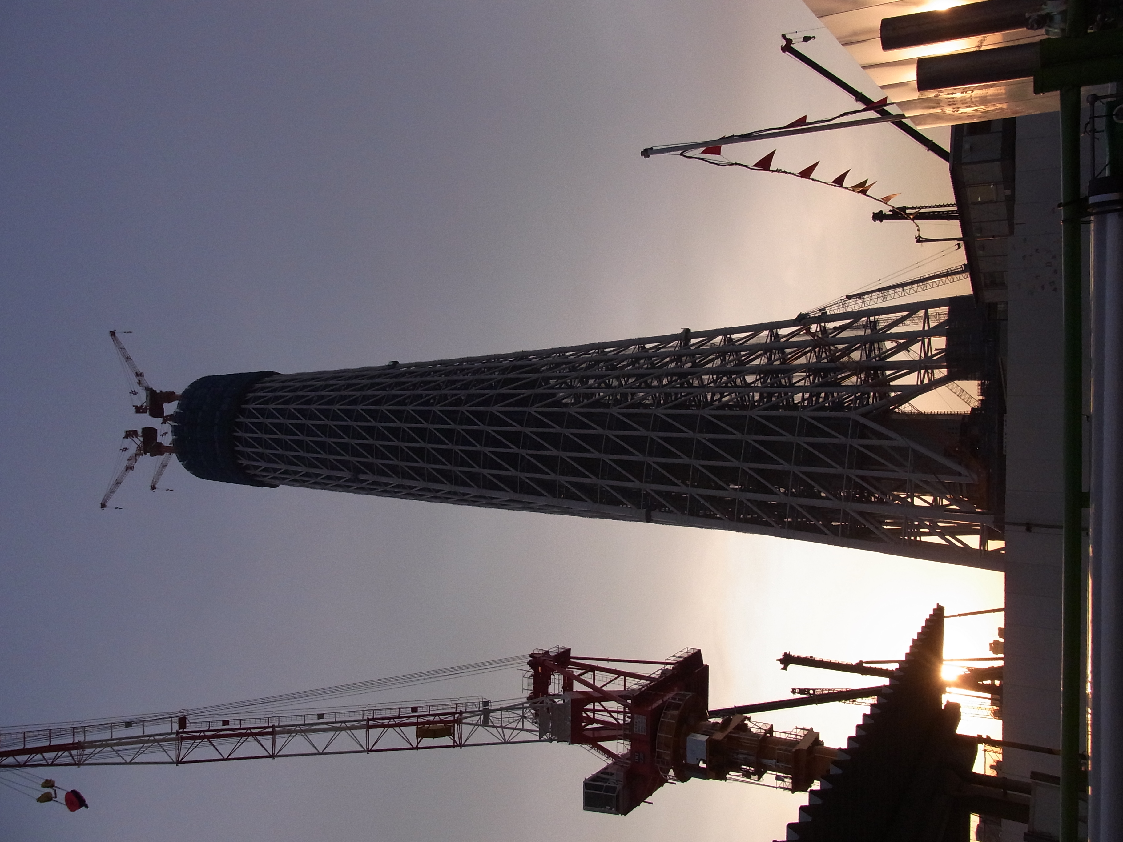 <b>広角側（28mm相当）の画角が広いので、建設中のスカイツリーが画面内に余裕で収まった。ちなみに撮影時の高さは289m<br>CX3 / 約3.3MB / 2,736×3,648 / 1/760秒 / F7 / 0EV / ISO200 / WB:オート / 4.9mm</b>