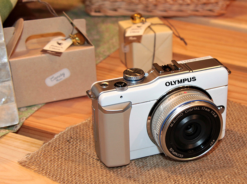 <b>M.ZUIKO DIGITAL 17mm F2.8を装着したE-PL1（ホワイト）</b>