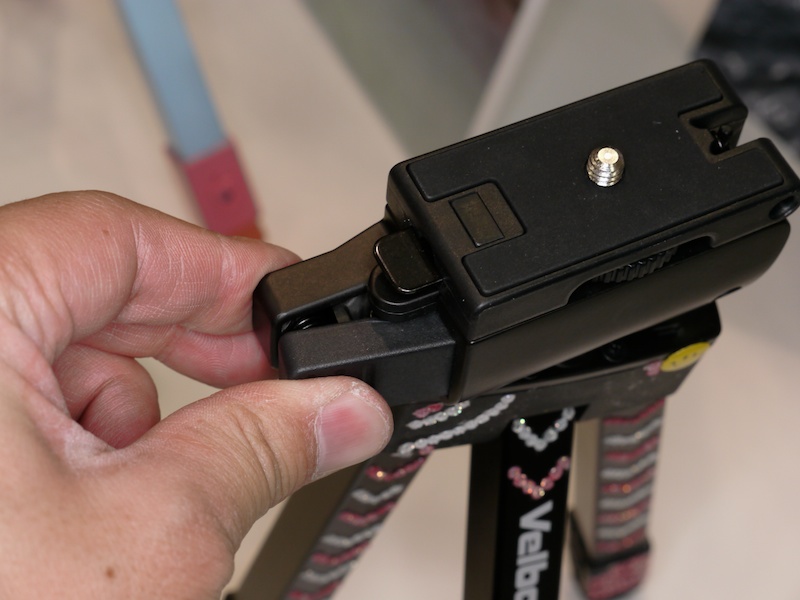 <b>自由雲台はストッパーをつまむとフリーになる</b>