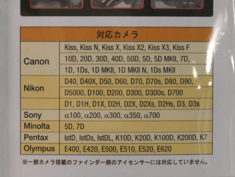 <b>パッケージ。対応カメラ（右画像）の数は多い</b>
