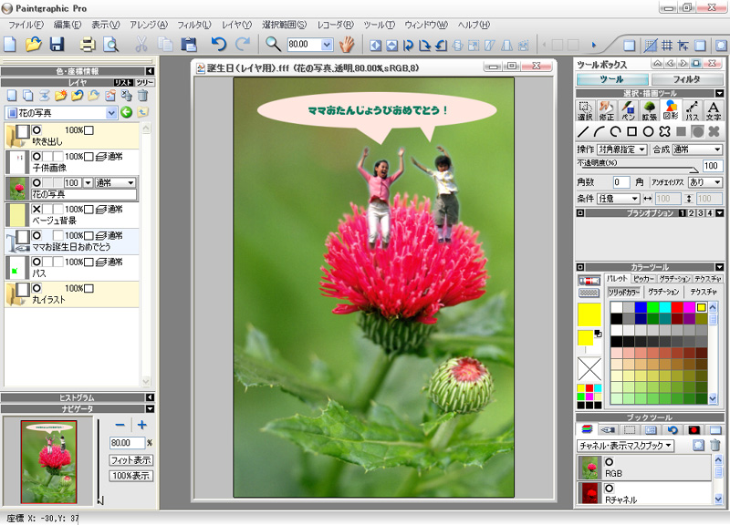 <b>情報・レイヤツールウィンドウ（リスト表示）</b>