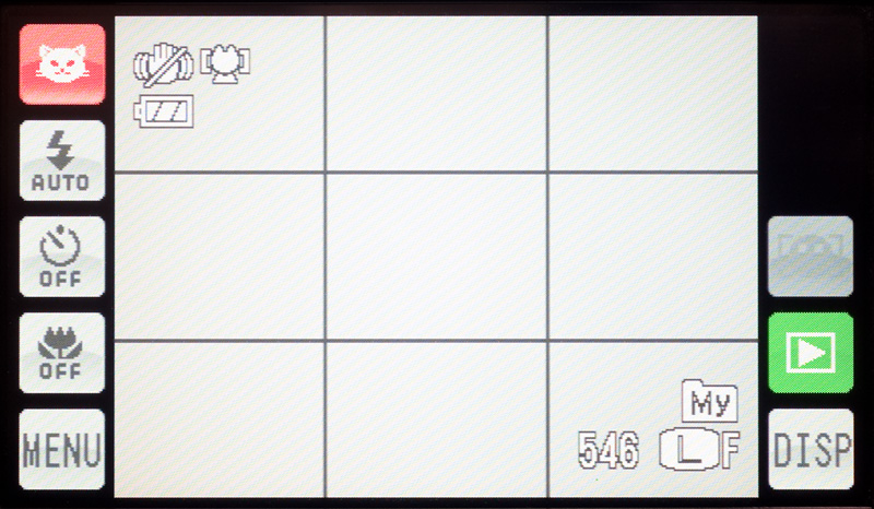 <b>こちらは「ペット検出（ねこ）」モード時の画面。左上のボタンアイコンがちゃんとイヌとネコになっている</b>